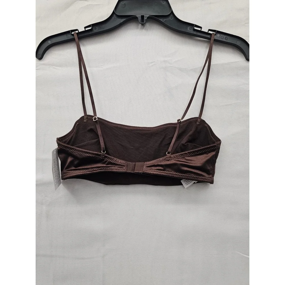 Auden Dark Brown Satin Bralette XS Adjustable Straps Wire-Free 023 10 2960‎